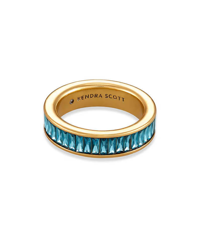 Jack Vintage Gold Band Ring in Teal Crystal | Kendra Scott