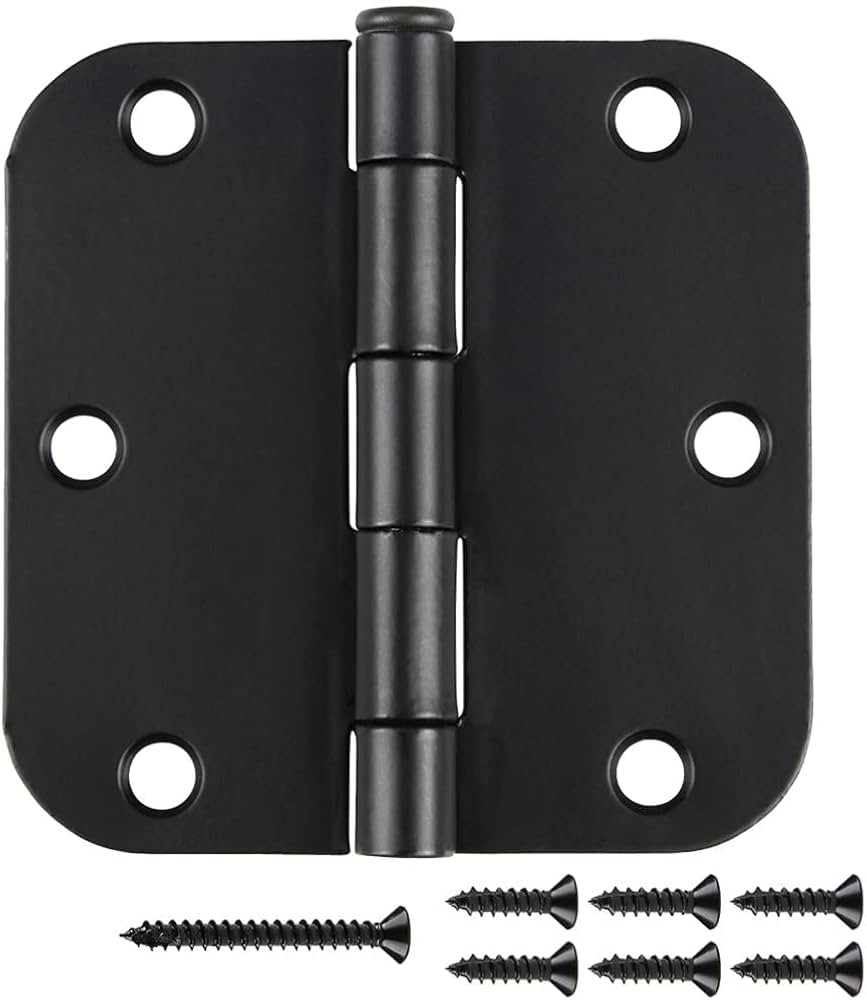 30 Pack Matte Black Door Hinges 3.5 x 3.5 Inch, Rounded Interior Door Hinges with 5/8"Radius, Hea... | Amazon (US)