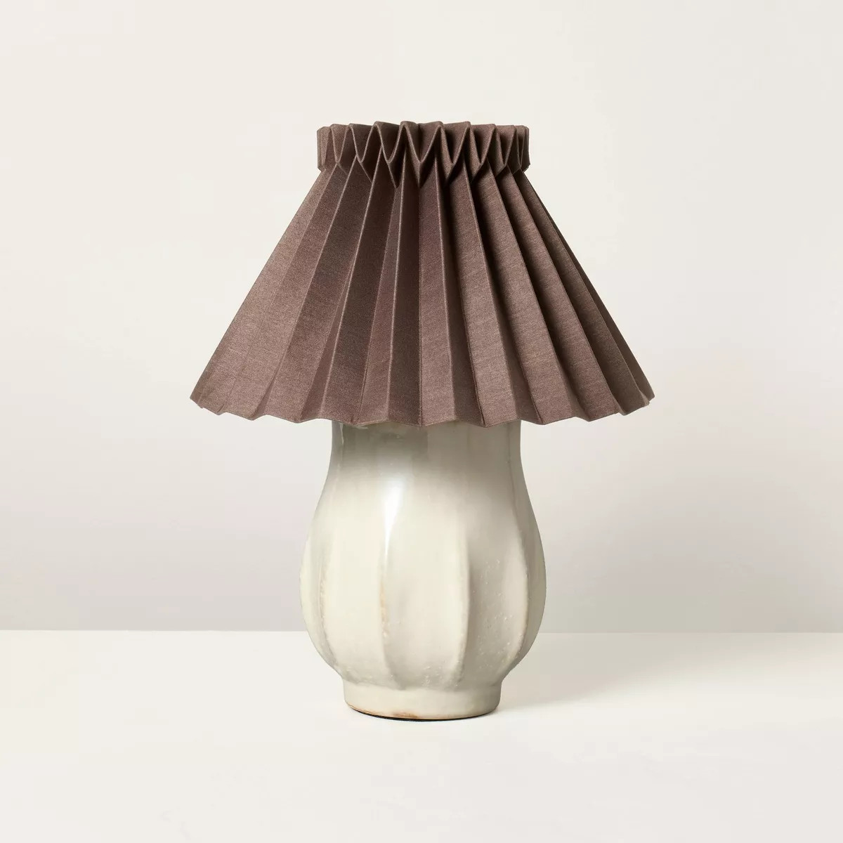 Ceramic with Brown Knife Pleat Shade Accent Table Lamp Sour Cream - Hearth & Hand™ with Magnoli... | Target