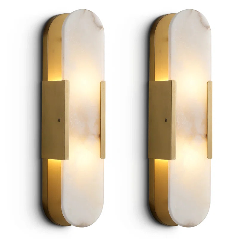 Zaheda Dimmable LED solid brass Wall Mounted Sconce with Alabaster Shade | Wayfair North America