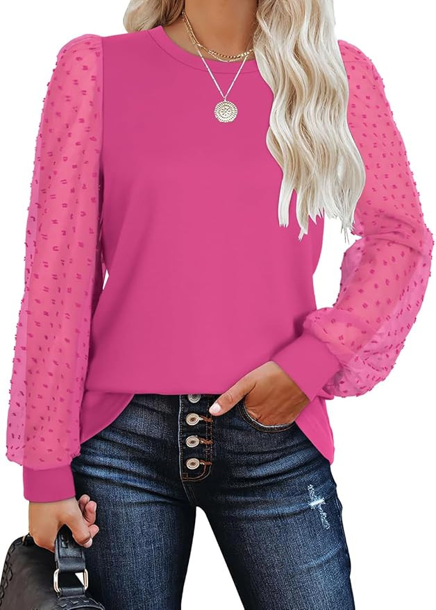 WIHOLL Long Sleeve Shirts for Women Tops Tunic Fall Trendy Crew Neck Clothes | Amazon (US)