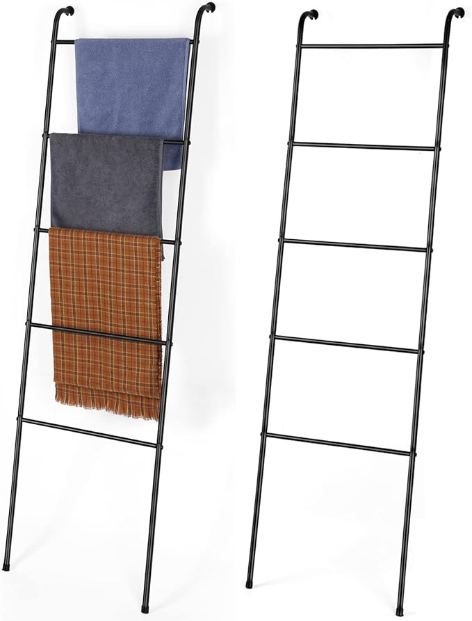 Blanket Ladder Bathroom Towel Holder Decorative Towel Rack 5 Tier Blanket Holder for Living Room ... | Amazon (US)