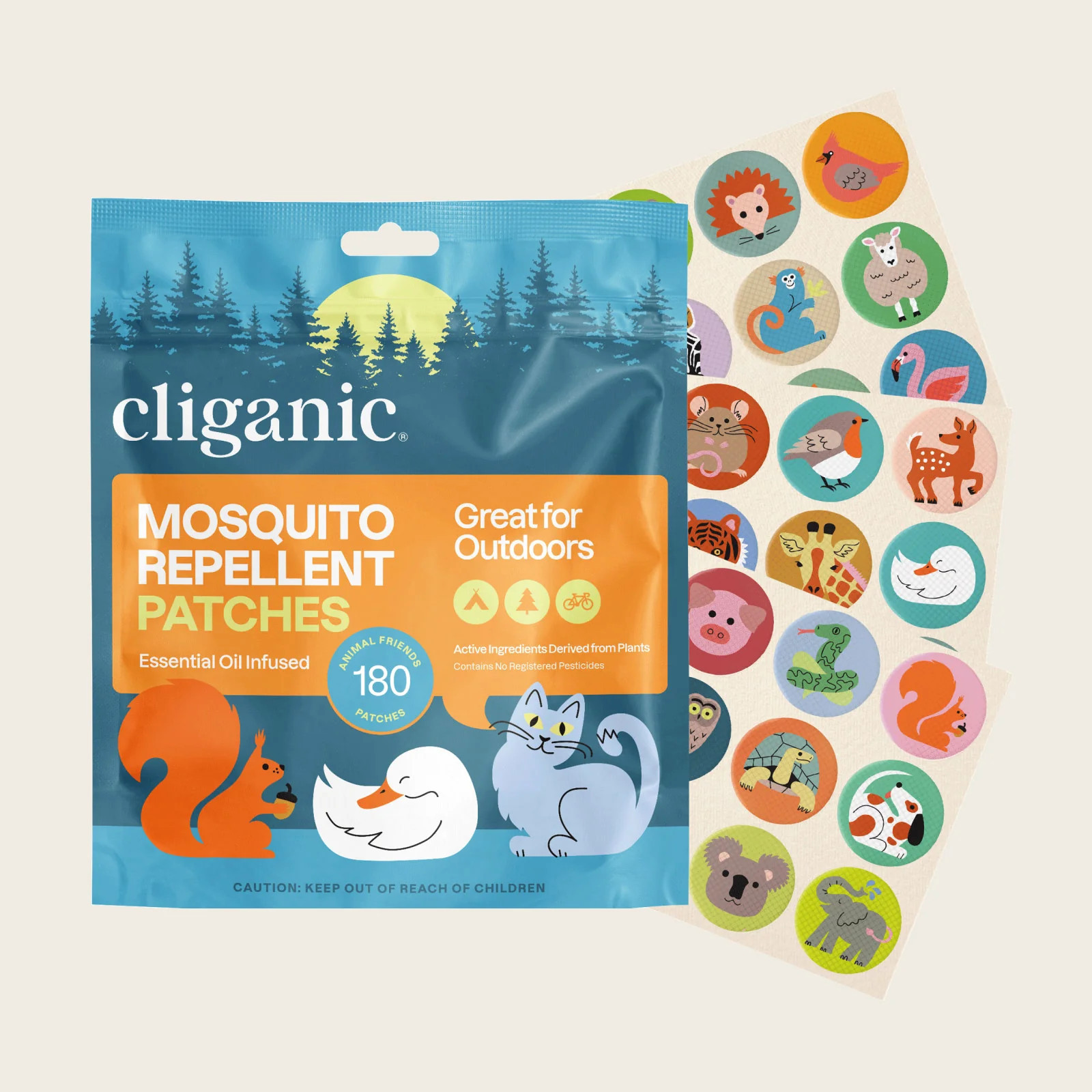 Mosquito Repellent Patches - Animal - 1 Packs | 180 Count | Cliganic