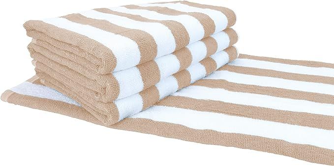 Arkwright Striped Beach Towels (30x60, 4 Pack) - 100% Cotton Perfect Pool Towels, Bath Towels (Be... | Amazon (US)