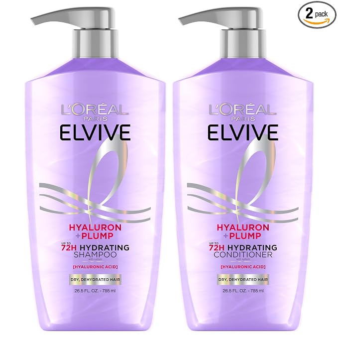 L'Oreal Paris Elvive Hyaluron Plump Shampoo and Conditioner Set for Dry, Dehydrated Hair, 72H Hyd... | Amazon (US)