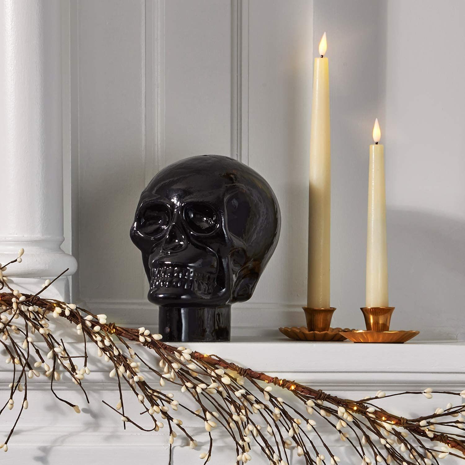 Glass Skull Home Decor - Halloween Decoration, 7 Inch Statue, Opaque Black, Durable Heavy Glass, ... | Amazon (US)
