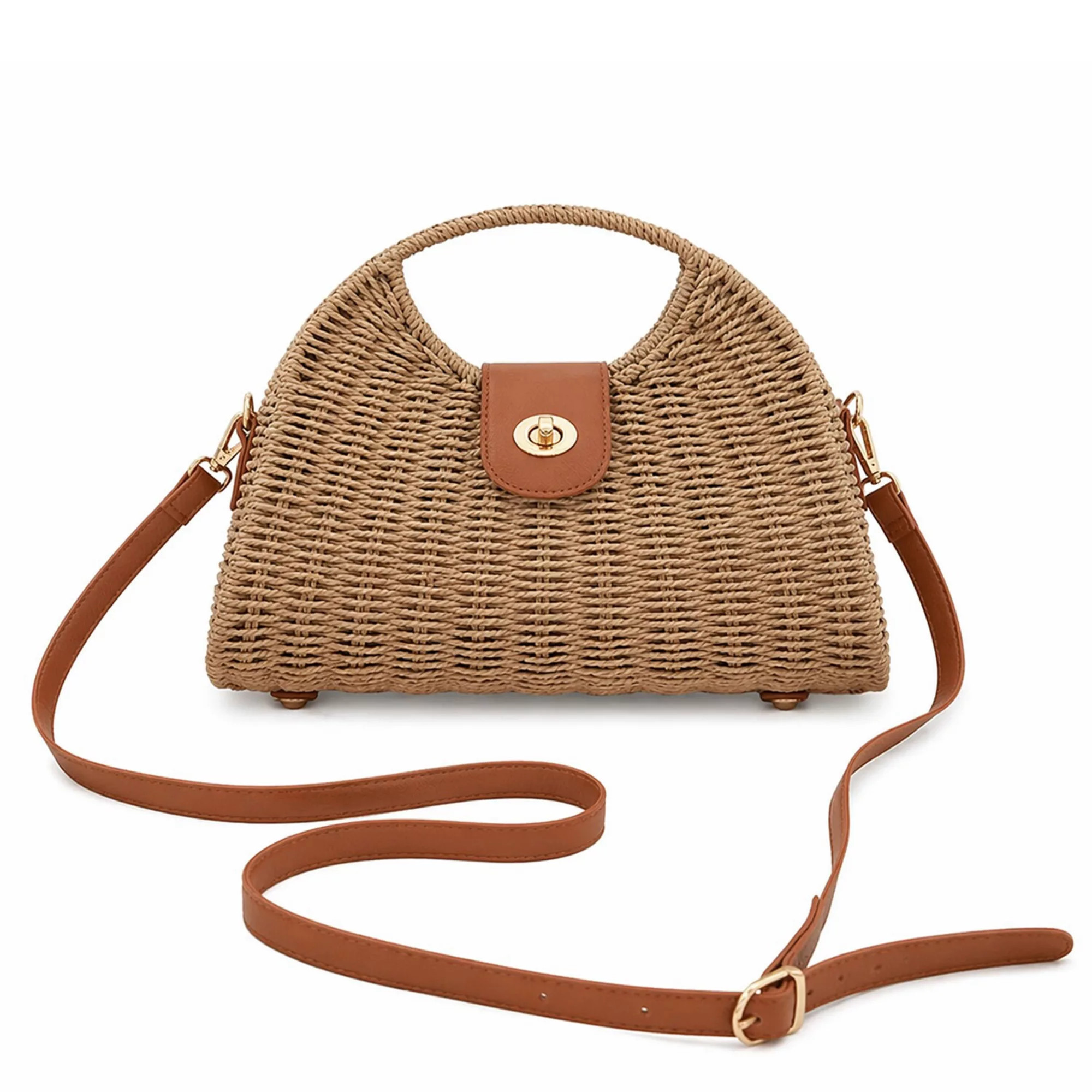 Woven Straw Crossbody Bag with Top Handle Adjustable Strap Crochet Handbag | Kohl's
