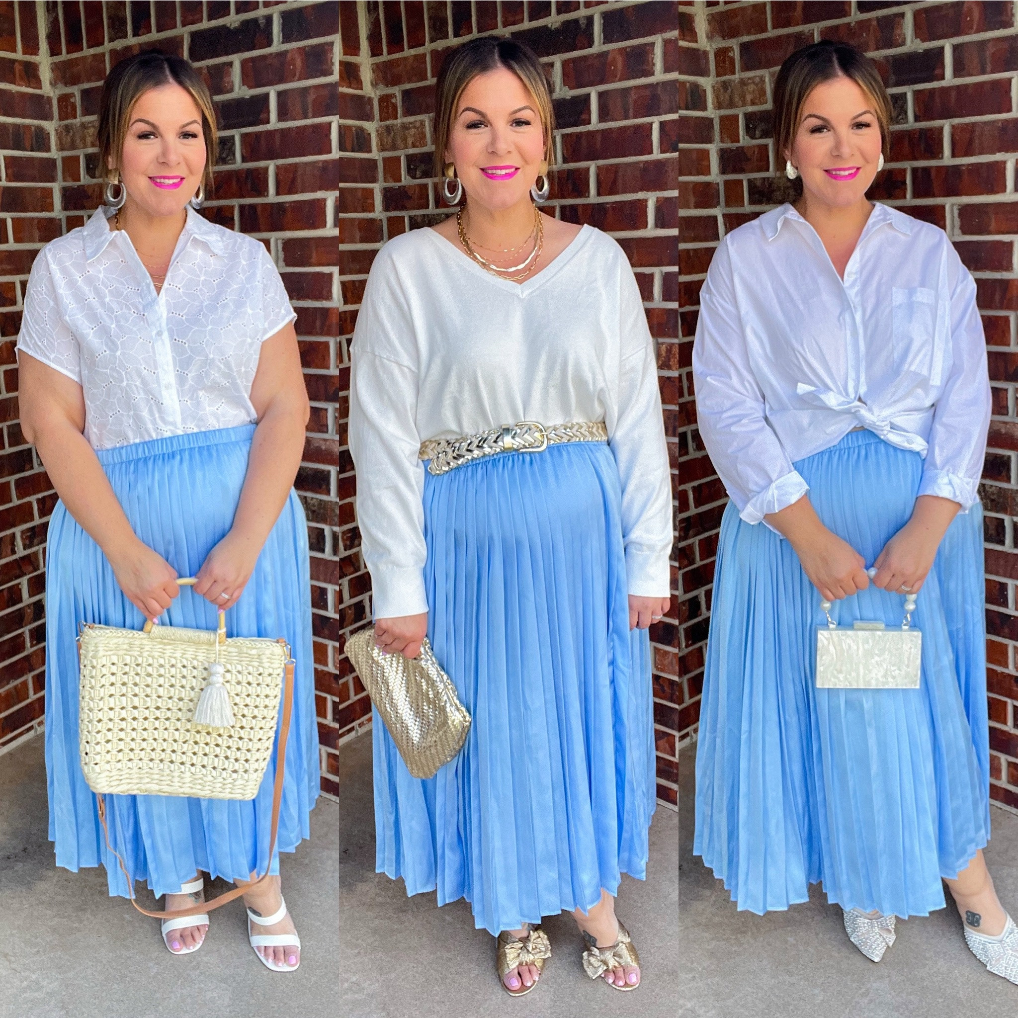 The perfect pleated skirt for spring outfits! This would be gorgeous to wear for Easter, a date night outfit, or as workwear. Would also be cute for a baby shower or gender reveal outfit! It runs generously, I’m in the XL. Skirt comes in XS-4X and also comes in black. First two tops are also XL, last one is XXXL. 

Plus size outfit, midsize outfit, Target finds, skirt outfit, pleated skirt outfit 

#LTKfindsunder50 #LTKSeasonal #LTKplussize