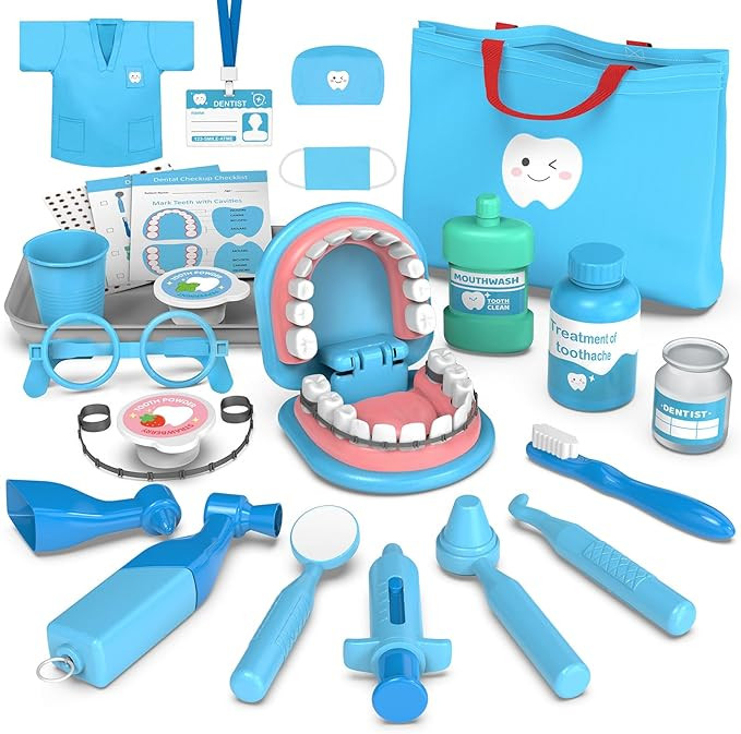 Dentist Play Set for Toddlers 3-5 - Doctor Kit Toy Gifts for 3 4 Year Old Girls, Pretend Play Mon... | Amazon (US)