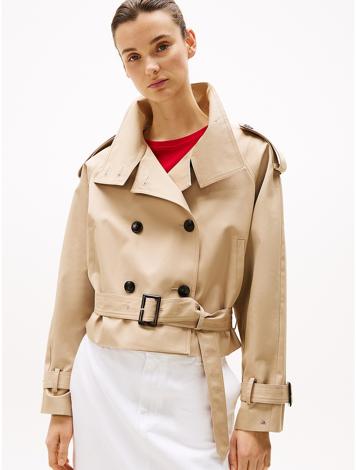 Tommy Hilfiger Women's Cropped Trench Jacket - Beige - 0 | Tommy Hilfiger (US)