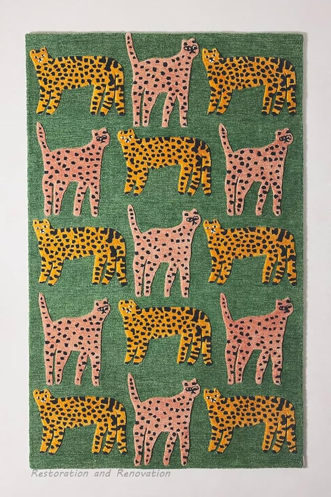 Restoration and Renovation Premium Catwalk Wool Area Rug - Handmade, Animal Print with Elegant Wa... | Amazon (US)