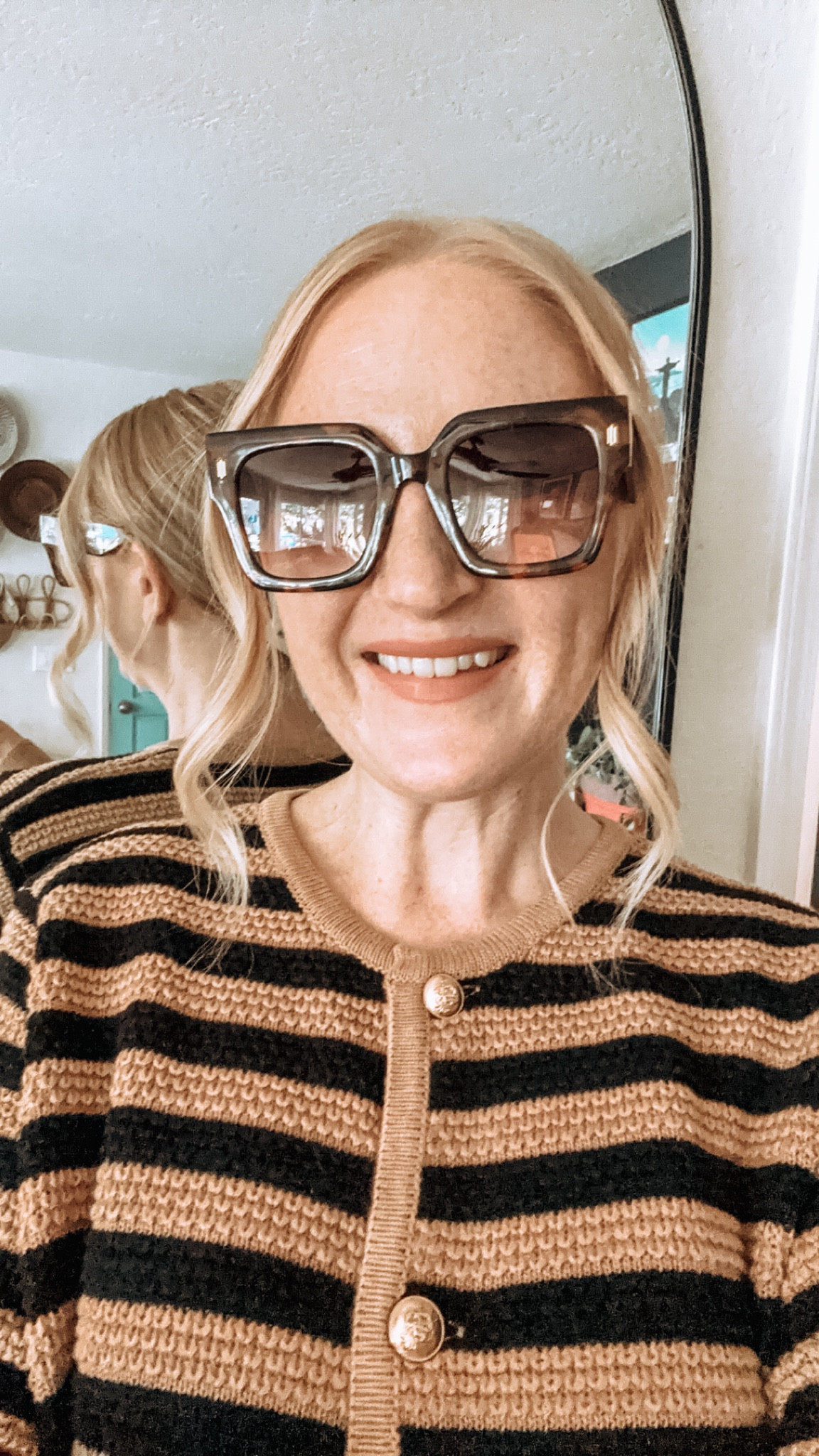 Amazon affordable sunnies 😎 love this classic style in oversized tortoiseshell! 

Amazon sunglasses, affordable sunglasses, affordable sunnies, trending sunglasses, sunglasses style, cat eye sunnies, 90s sunglasses, oversized sunglasses, fun sunglasses, tortoiseshell sunglasses, Jackie o sunnies, striped cardigan 

#LTKStyleTip #LTKOver40 #LTKFindsUnder50