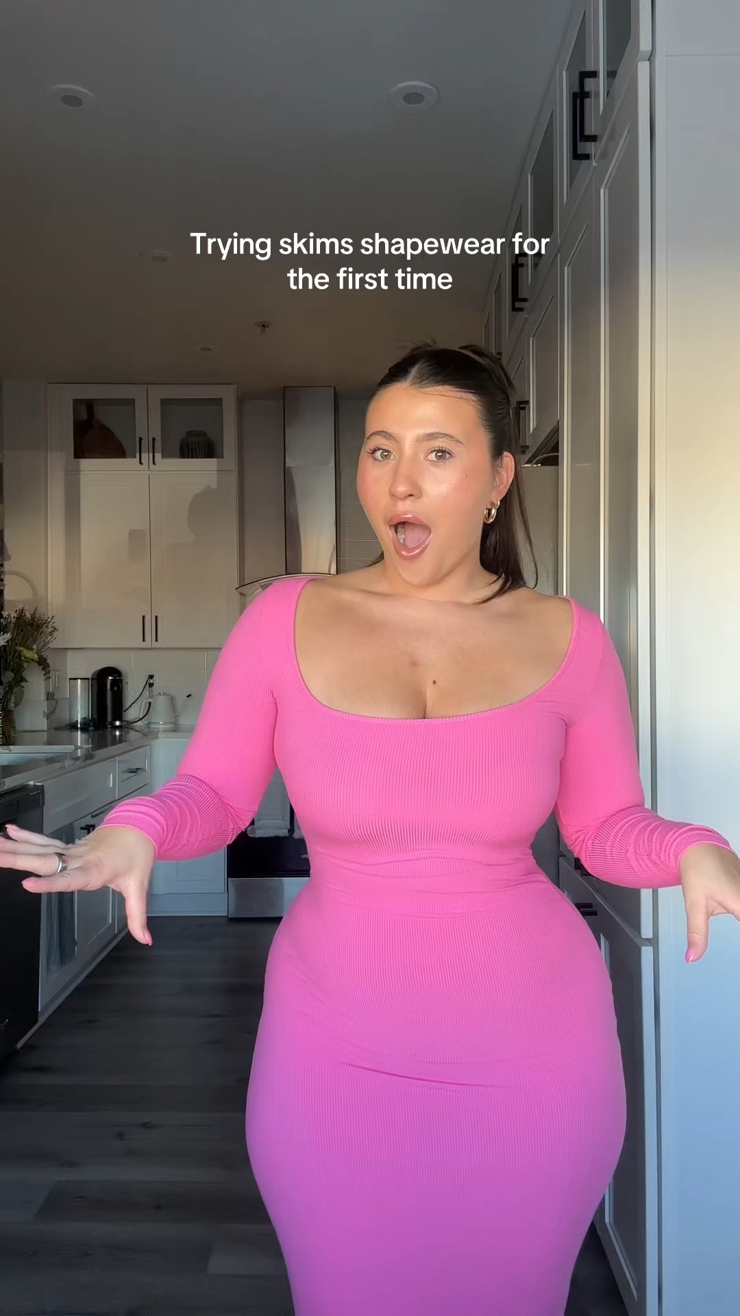 Dress is a size S and shapewear is size M

#skims 

#LTKMidsize #LTKStyleTip