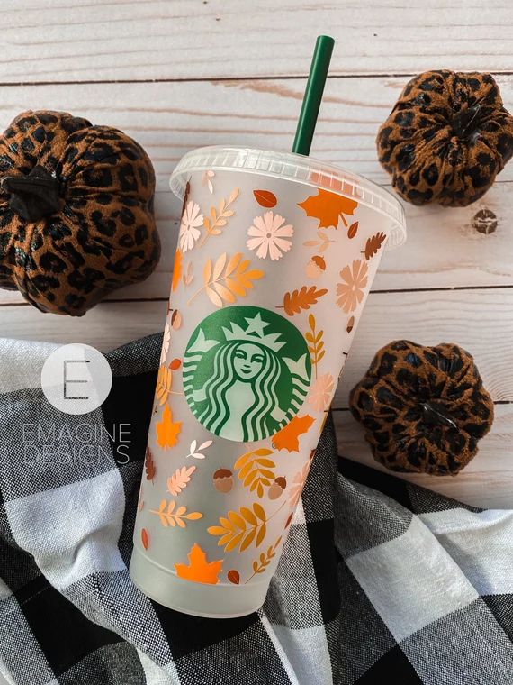 Fall Leaves Starbuck Cold Cup | Etsy (US)