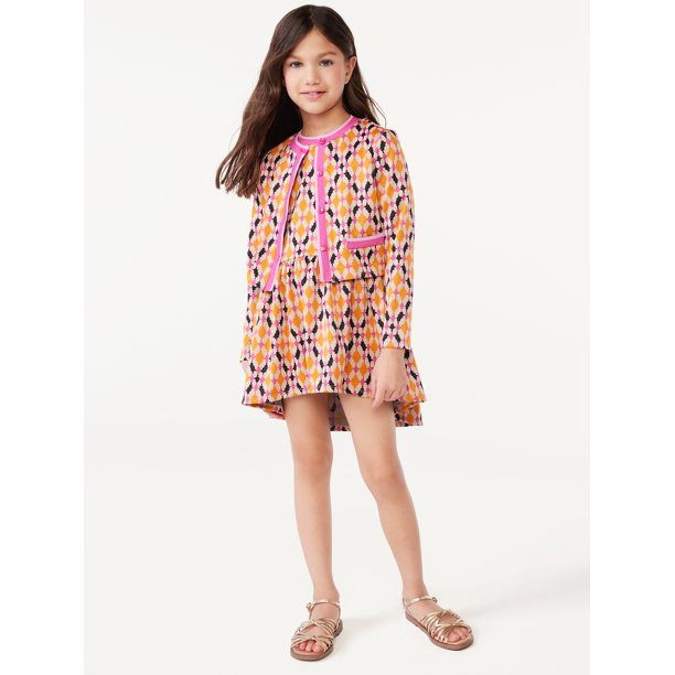 Scoop Girls Short Sleeve Fit and Flare Dress, Sizes 4-12 | Walmart (US)