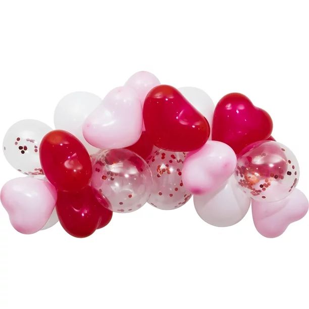 Way to Celebrate! Red, White and Pink Valentine's Day Balloon Arch Kit 16.4 Ft, 22 Ct., valentine... | Walmart (US)
