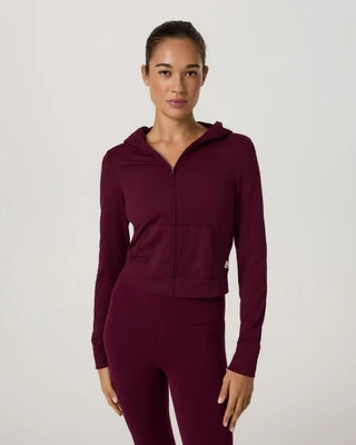 Vuori Halo Mini Full Zip Hoodie | Cherry Noir | XS, Size Extra Small | Vuori Clothing (US & Canada)