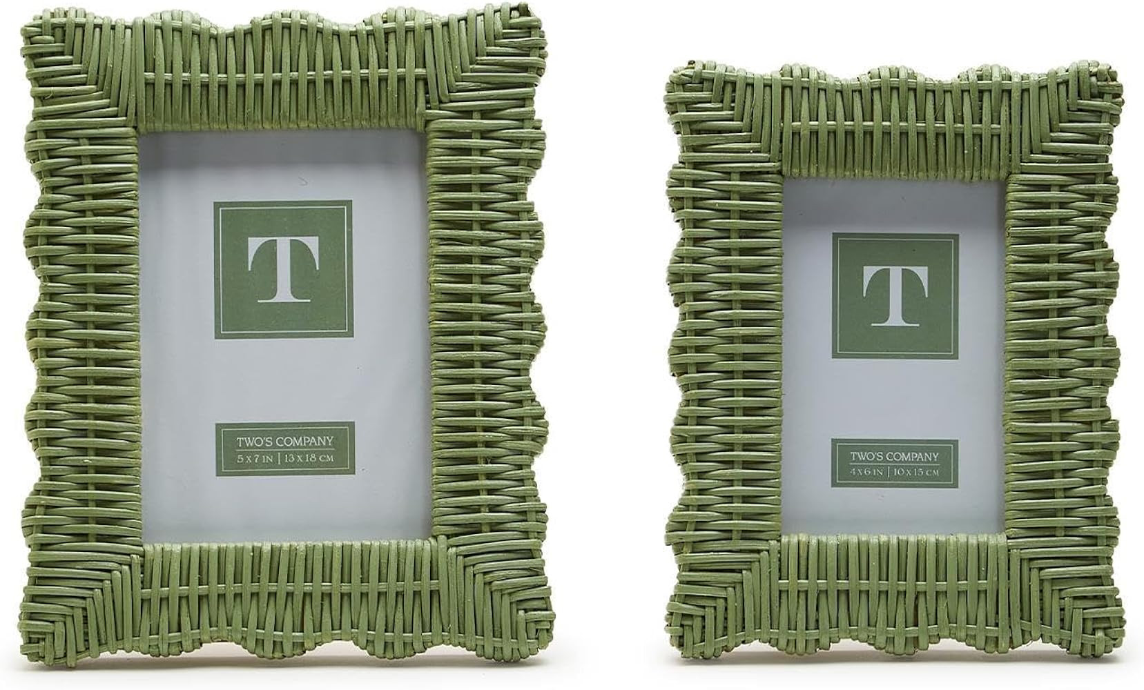 Two's Company Women's Wicker Weave Set of 2 Photo Frames | Amazon (US)