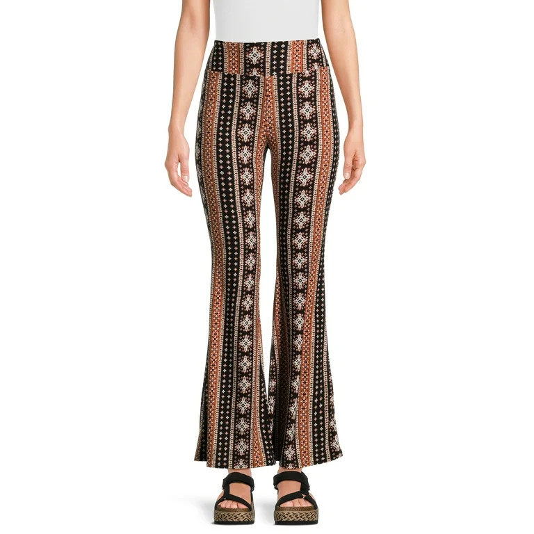 No Boundaries Juniors Print Flare Pants, 32" Inseam, Sizes S-3XL | Walmart (US)