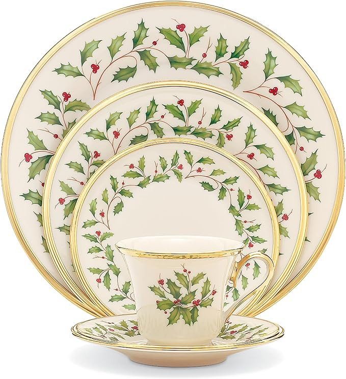 Lenox 146590600 Holiday 5-Piece Place Setting, Christmas Drinkware Set, Hosting | Amazon (US)