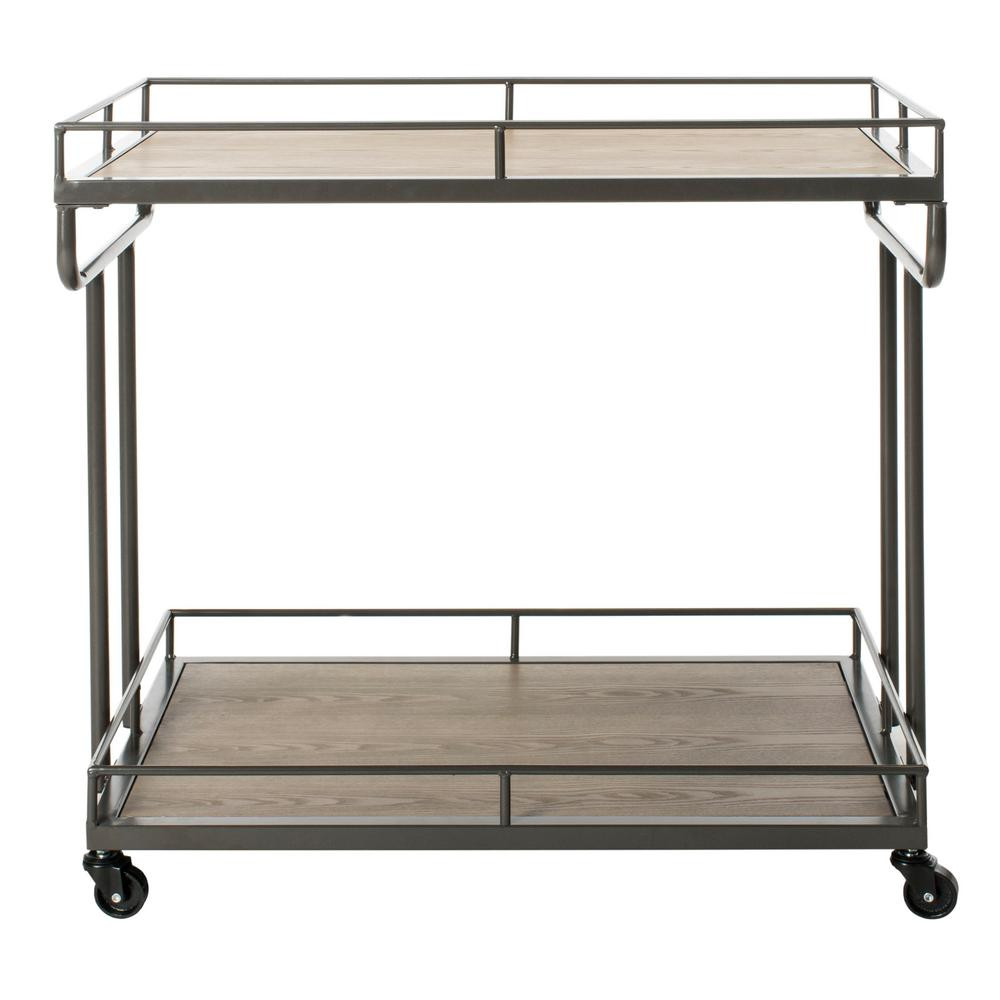 Safavieh Dawson 2-Tier Rustic Oak/Gun Metal Bar Cart BCT6200A - The Home Depot | The Home Depot