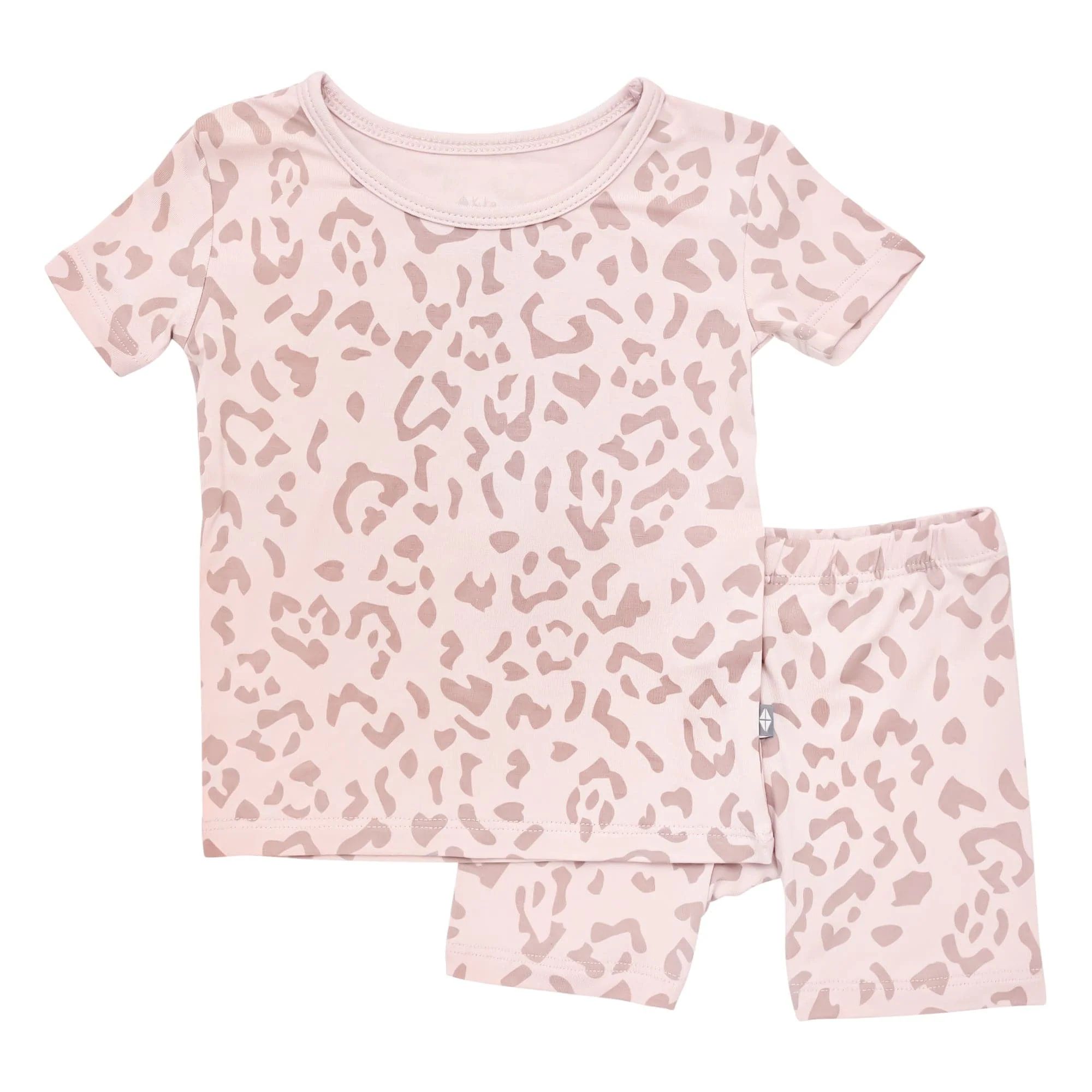 Short Sleeve Toddler Pajama Set in Big Blush Leopard | Kyte BABY