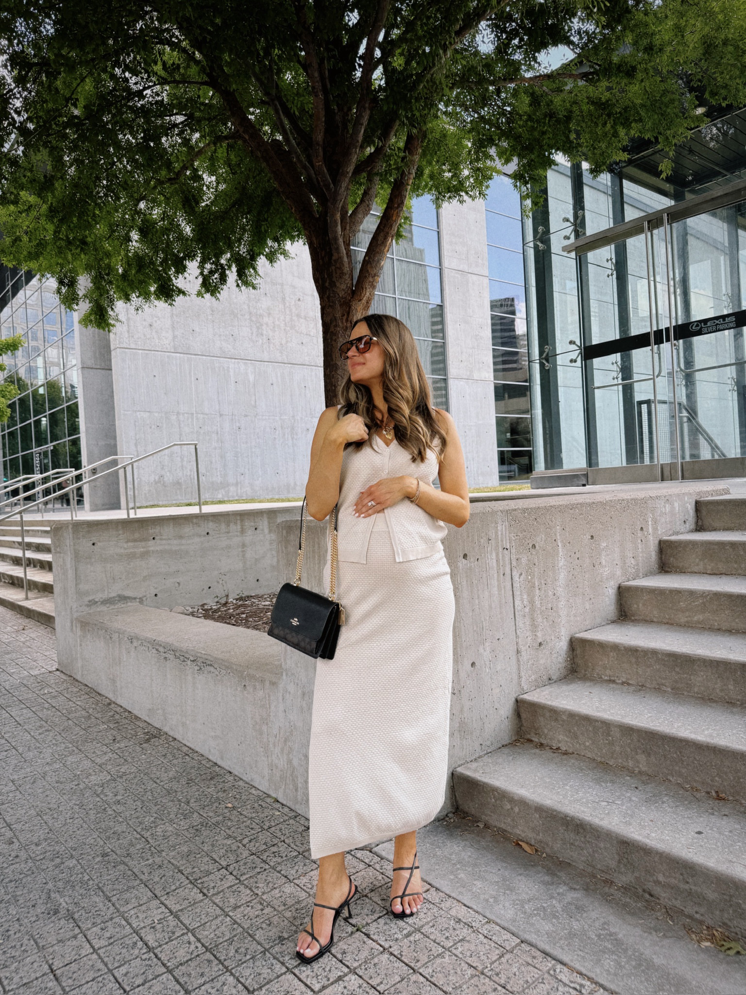 OOTD🤍 this Amazon set is so cute and comes in a few colors. I’m wearing a Small. Great for a bump and can even wear as a coverup! My bag is on sale too! Check out coach outlet for an extra 15% off site wide this weekend 

#LTKStyleTip #LTKFindsUnder50