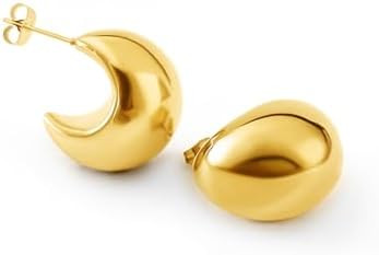 Altitude Boutique 18kt Gold Chunky Bubble Hoop Earrings For Women | Gold Plated Hollow Earrings |... | Amazon (US)