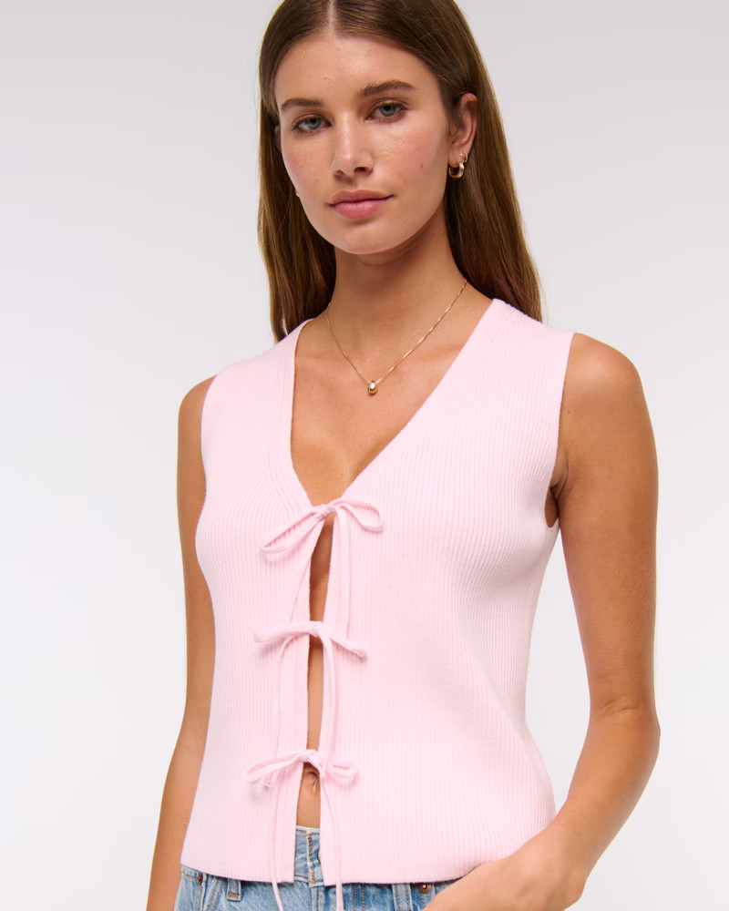 Tie-Front V-Neck Sweater Vest | Abercrombie & Fitch (US)