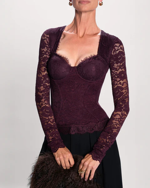 Sweetie Long Sleeve Top - Lace Garnet | TA3