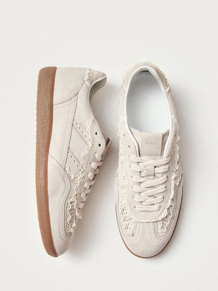 Alohas Cream Crochet Leather Trainers | Next EU