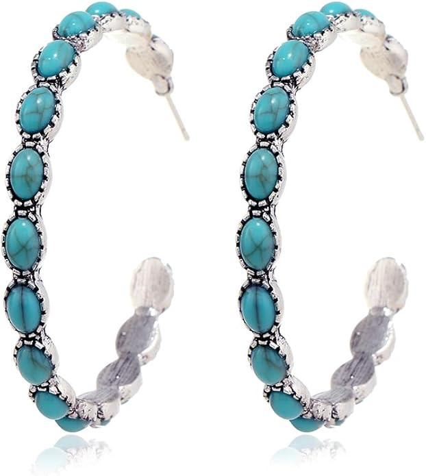 Turquoise Bohemian Dangle Earrings for Women, Turquoise Dainty Teardrop Drop Earrings Boho Hoop H... | Amazon (US)
