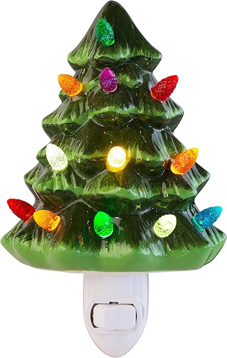 Creative Hobbies Christmas Tree Night Light - Plug in Ceramic Vintage Night Light with LED Bulb | Amazon (US)