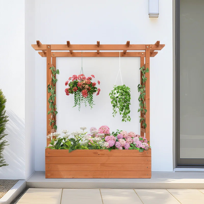Arlmont & Co. Sabeera Wood Planter Box with Trellis "& Reviews" | Wayfair | Wayfair North America