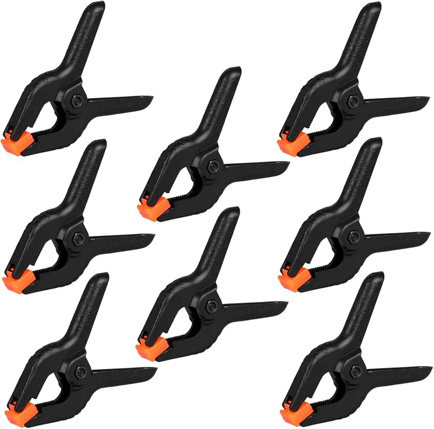 12 Pack Plastic Spring Clamps, 3.5inch Small Heavy Duty Clips for Crafts, Backdrop Stand, Woodwor... | Amazon (US)
