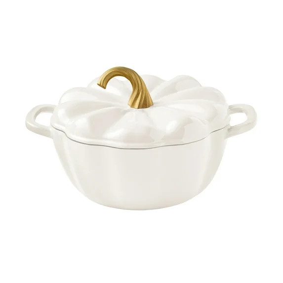 The Pioneer Woman 3.5-Quart Pumpkin-Shaped Enamel on Cast Iron Dutch Oven, Linen - Walmart.com | Walmart (US)