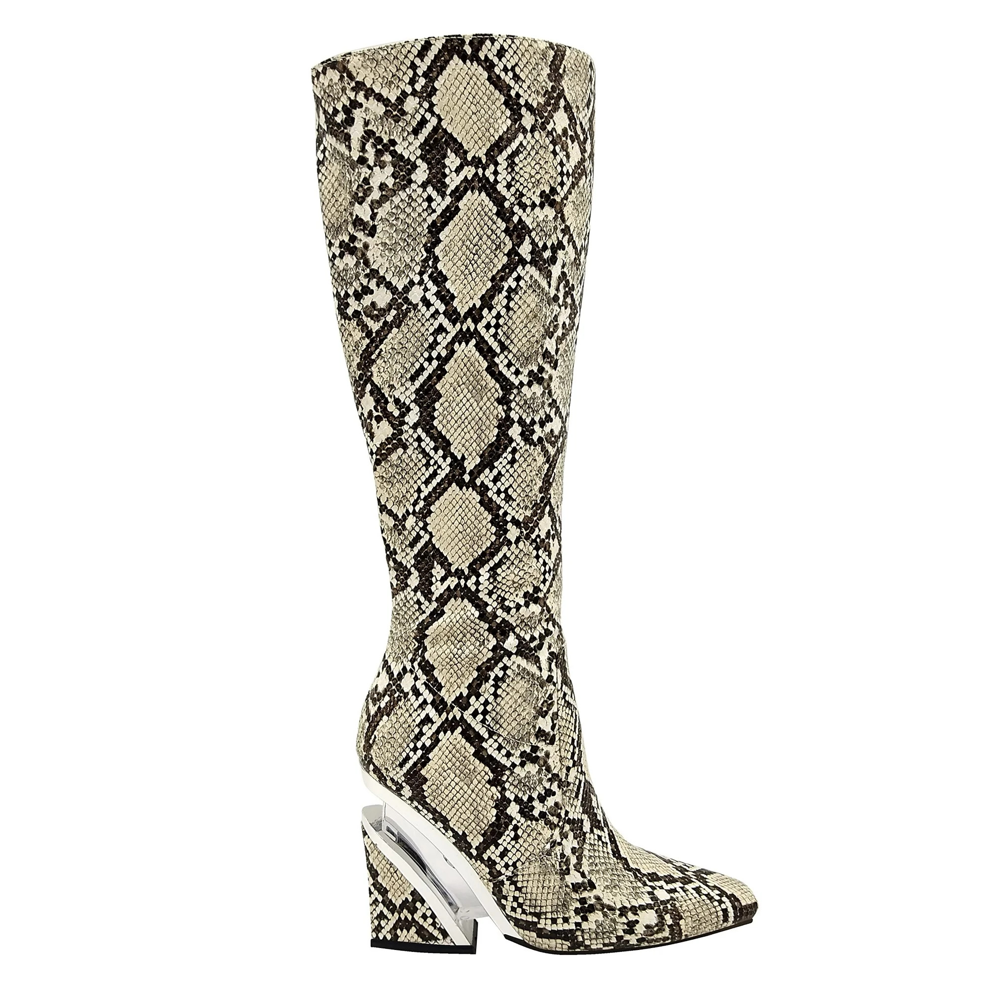 Ninety Union Viva Tall Metallic Snake Pointed Toe Boot, Natural Snake, 8 | Walmart (US)