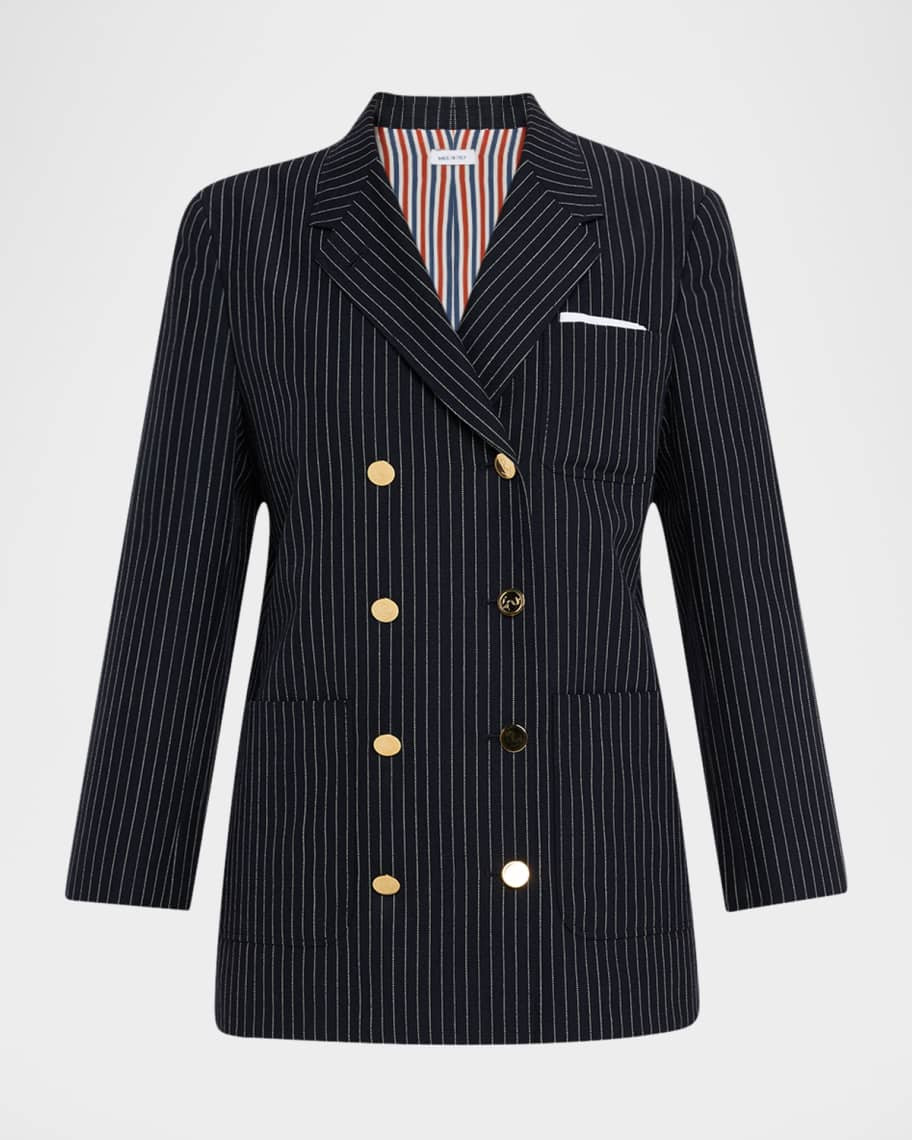 Pinstripe Double-Breasted Sack Sport Coat | Neiman Marcus