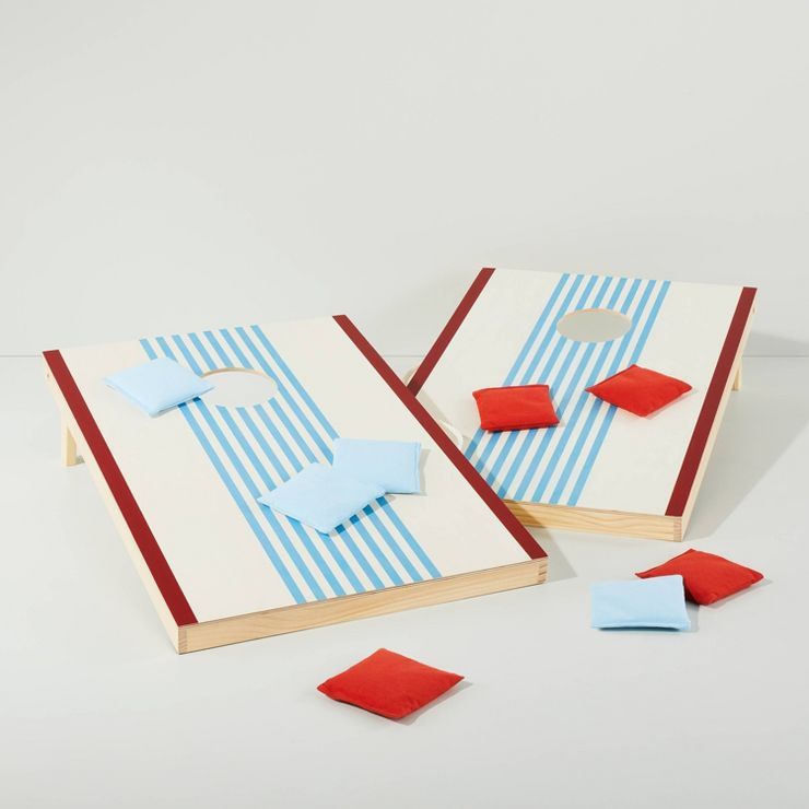 Striped Wooden Bean Bag Toss Set Red/Blue - Hearth & Hand™ with Magnolia | Target