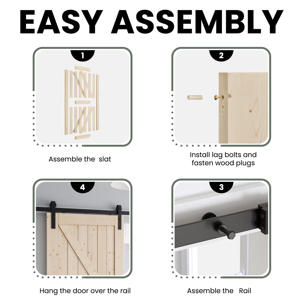 Paneled Solid Wood Unfinished Barn Door with Installation Hardware Kit | Wayfair North America