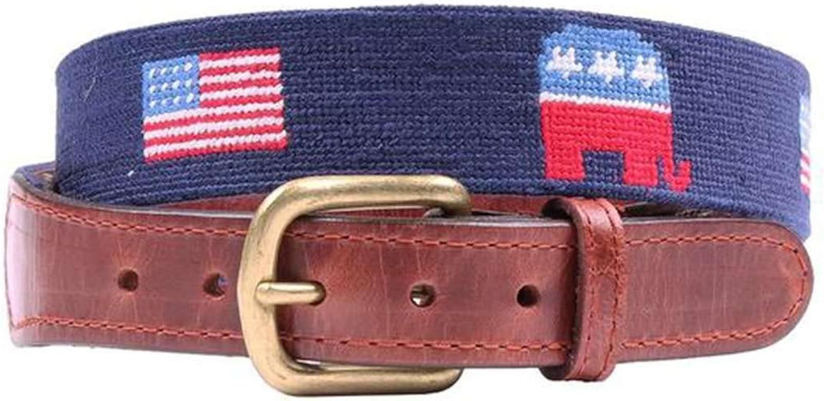 Republican Elephant and American Flags Needlepoint Belt in Midnight Navy by Smathers & Branson at... | Amazon (US)