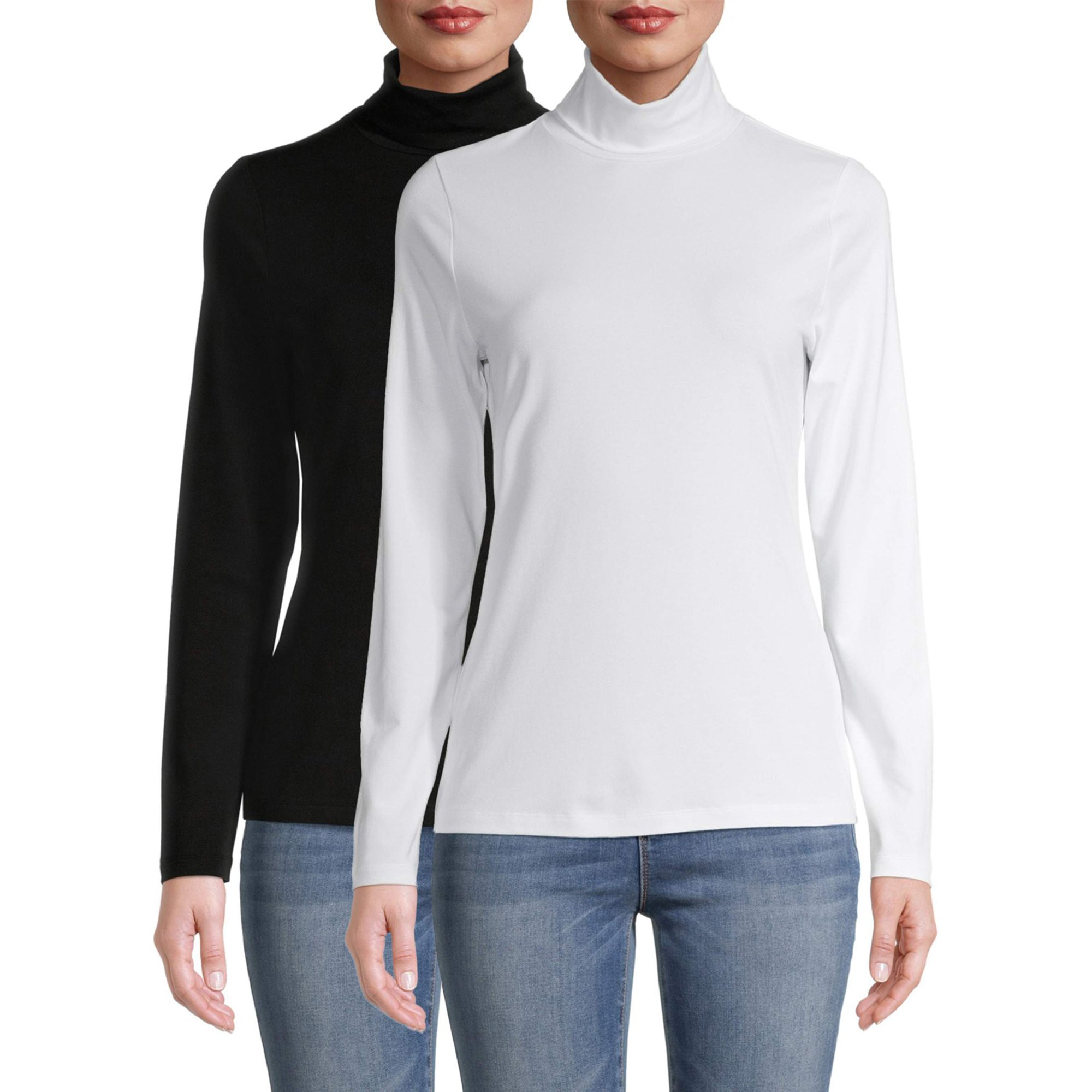 Time and Tru Women's Turtleneck Top, 2-Pack Bundle | Walmart (US)