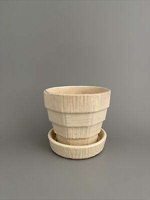 Vintage McCoy USA Basket Weave White 4” Planter Flower Pot w/Saucer | eBay US