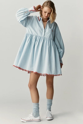 Maeve Love Letter Embroidered Swing Shirt Dress | Anthropologie (US)