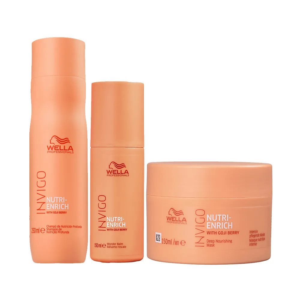 Kit Wella Professionals Invigo Nutri Enrich - Shampoo 250 ml + Máscara 150 ml + Leave-in 150 ml | Amobeleza (BR)