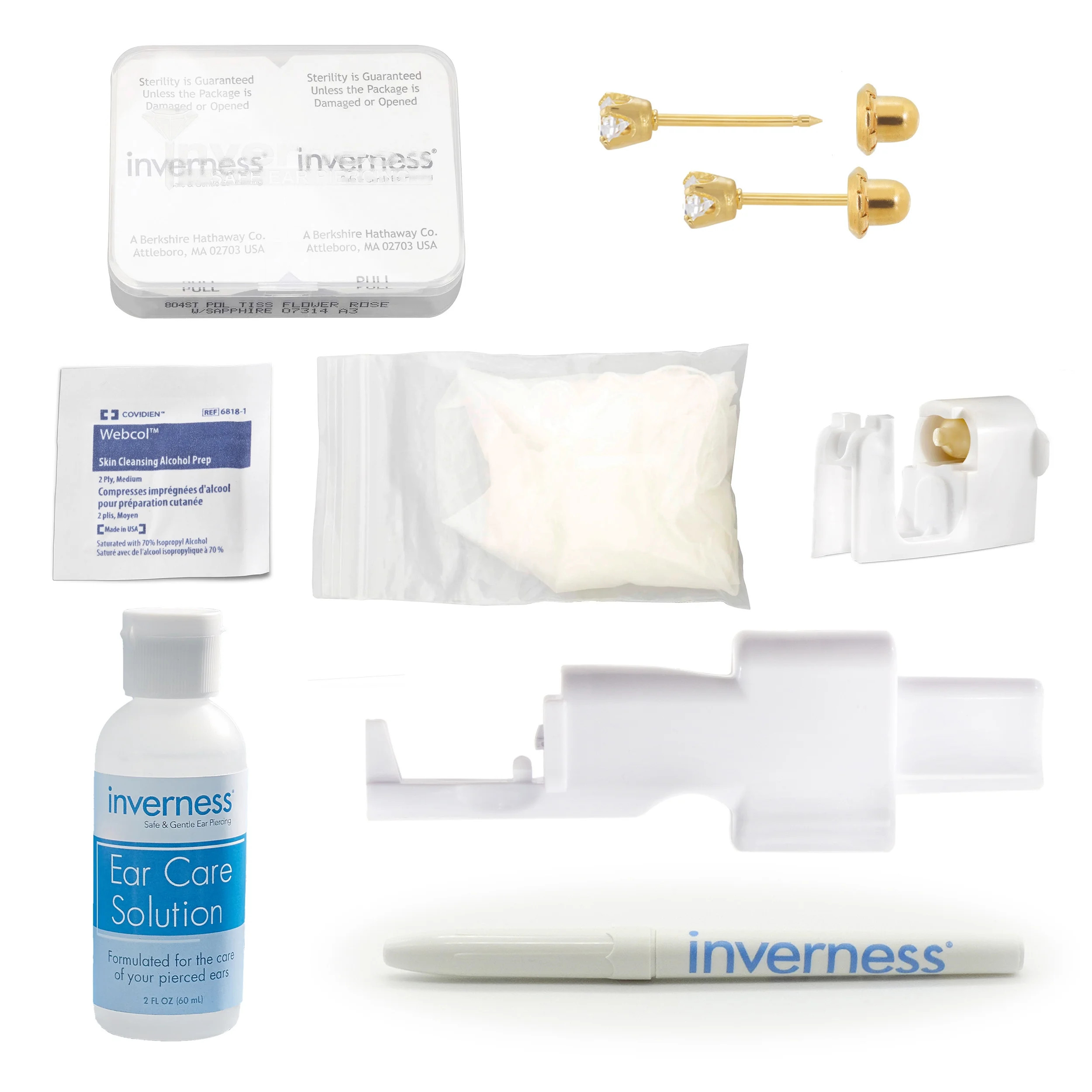 New Inverness Gold Plated Stainless Steel 3mm CZ  Earring Home Pierce Kit for All Genders Ages 18... | Walmart (US)