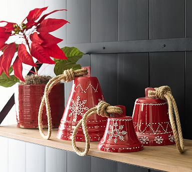 Red Holiday Bells Set Of 3 | Pottery Barn (US)