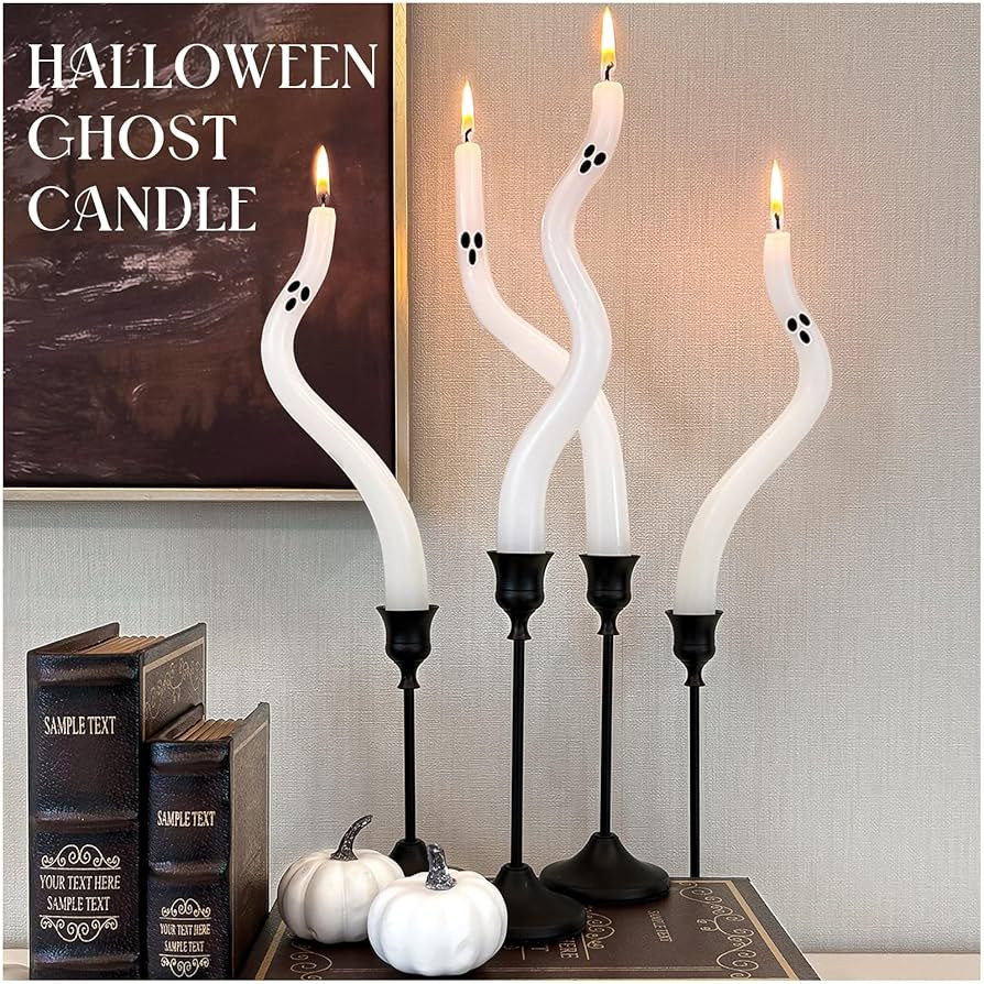 Halloween Decorations Indoor - 4 Pack Cute Ghost Taper Candles - Halloween Centerpieces for Table... | Amazon (US)