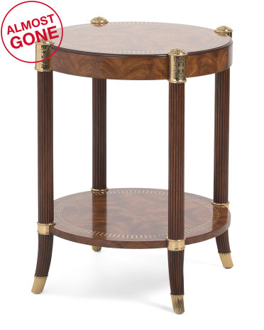 23x26.5 The Verily Brass Mahogony Wood End Table | TJ Maxx