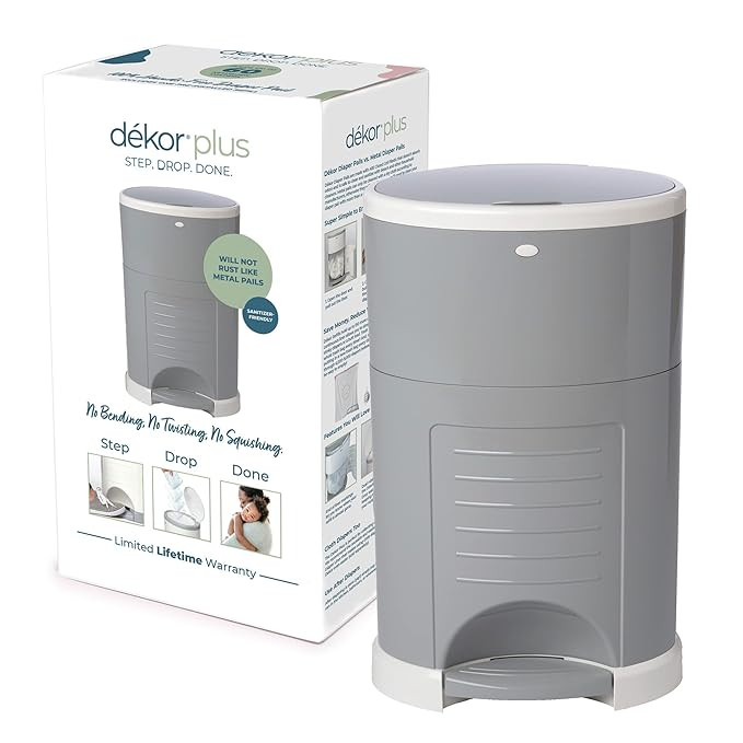 Amazon.com : Dekor Plus Hands-Free Diaper Pail | Gray | Easiest to Use | Just Step – Drop – D... | Amazon (US)